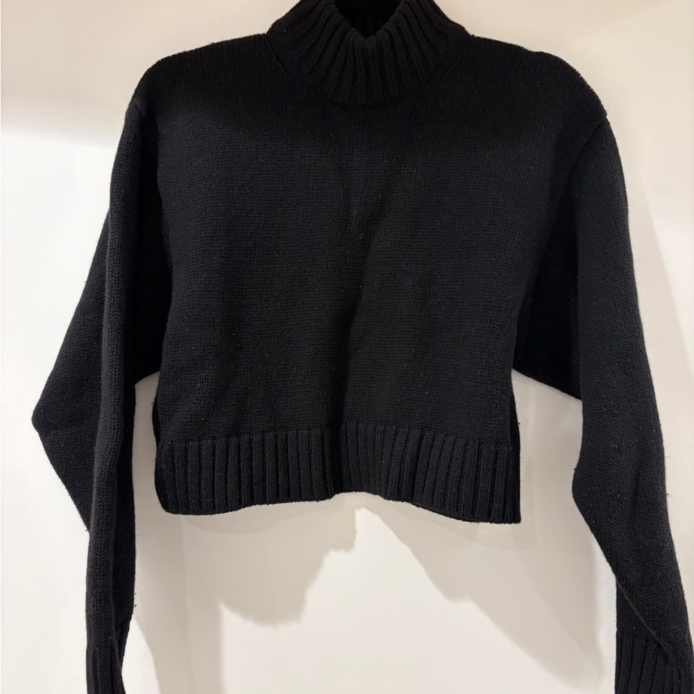 Wilfred Black Cropped Turtleneck Sweater
